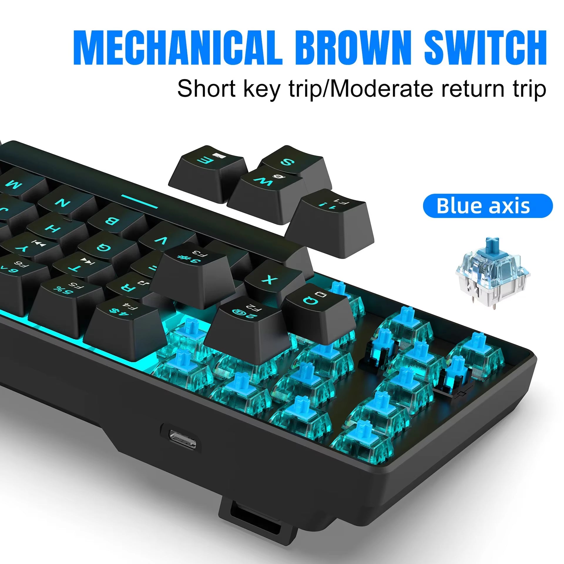 Mechanical Keyboard Gaming 60% USB White Keys Keyboards Gamer Mini Ergonomic Computer Keyborad Backlit Musica Teclado Pc