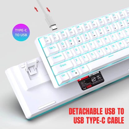 Mechanical Keyboard Gaming 60% USB White Keys Keyboards Gamer Mini Ergonomic Computer Keyborad Backlit Musica Teclado Pc