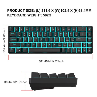 Mechanical Keyboard Gaming 60% USB White Keys Keyboards Gamer Mini Ergonomic Computer Keyborad Backlit Musica Teclado Pc